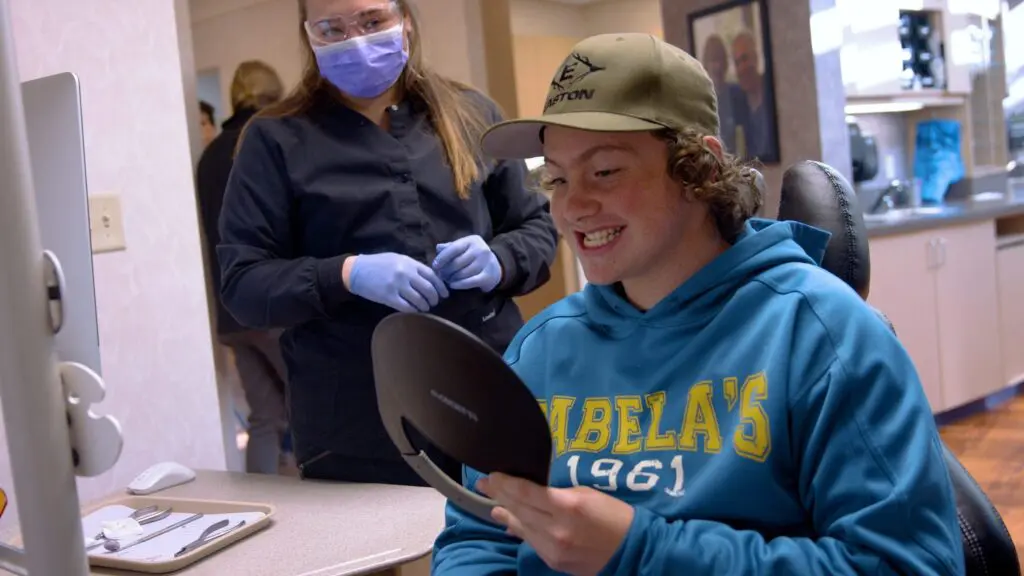 Patient seeing new smile for first time