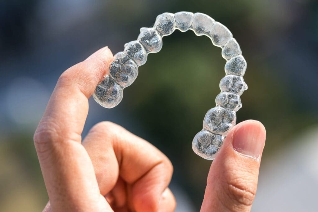 Close up shot of clear aligners