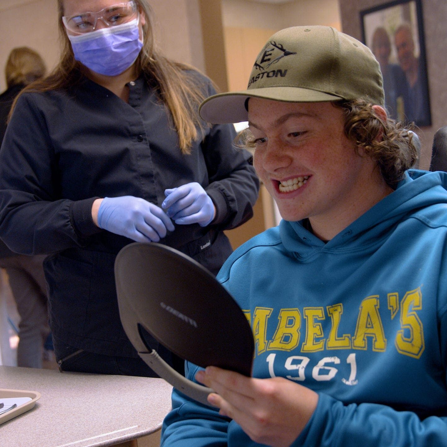 Patient seeing new smile for first time